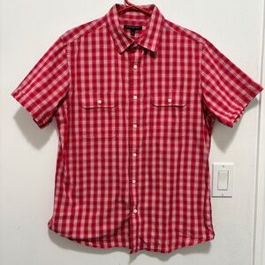 Banana Republic Factory Muted Red & White Plaid Button Down Sz L (B8)